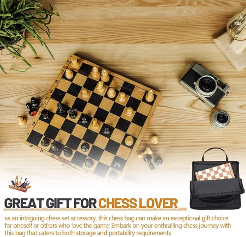 Miniatura 4 de Bolsa de ajedrez estándar de pulgadas con un solo bolsillo con cremallera para almacenar tu equipo, un regalo ideal (20 x 20 pulgadas)