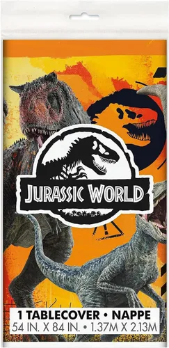 Miniatura 4 de Mantel rectangular de plástico multicolor Jurassic World 3 (54 x 84 pulgadas), 1 unidad, diseño vibrante, perfecto para celebraciones de cumpleaños