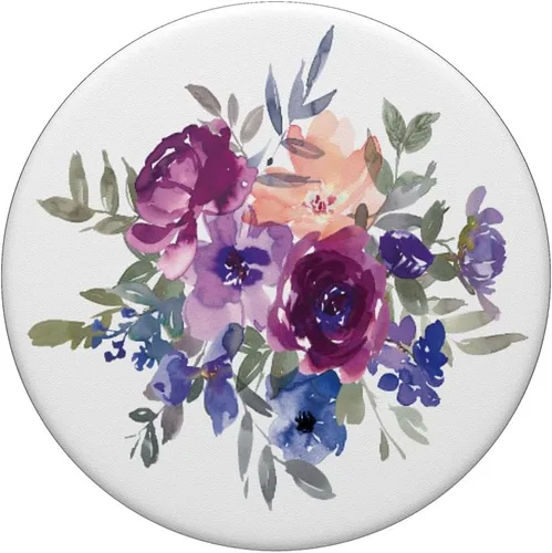 Miniatura 3 de PopSockets de flores moradas para mujer, PopGrip intercambiable