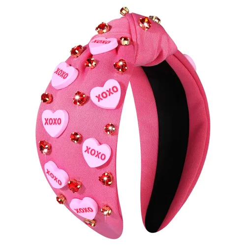 Miniatura 13 de Diademas de corazón para el día de San Valentín para mujer, accesorios para el día de San Valentín, diadema anudada con corazones con cuentas