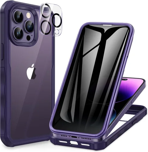 Miniatura 75 de CENHUFO Funda de privacidad para iPhone 11 Pro, funda de cuerpo completo con protector de pantalla de privacidad de vidrio templado 9H integrado