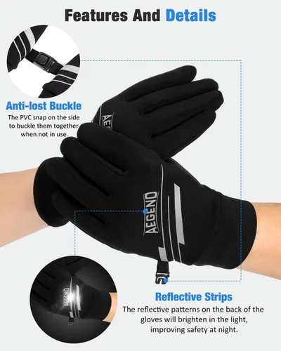 Miniatura 4 de Aegend Guantes de correr ligeros, guantes cálidos, guantes para mujer, guantes de pantalla táctil, guantes de ciclismo, deportes, guantes