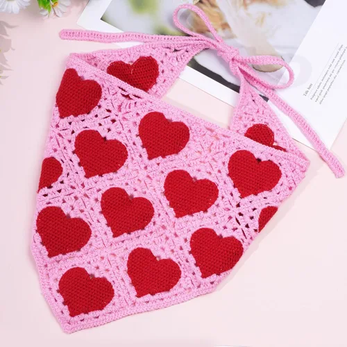 Miniatura 7 de hoyuwak Pañuelo para la cabeza de ganchillo, bandanas, diademas de corazón, bufanda, cubiertas para la cabeza, accesorios para el cabello rosa