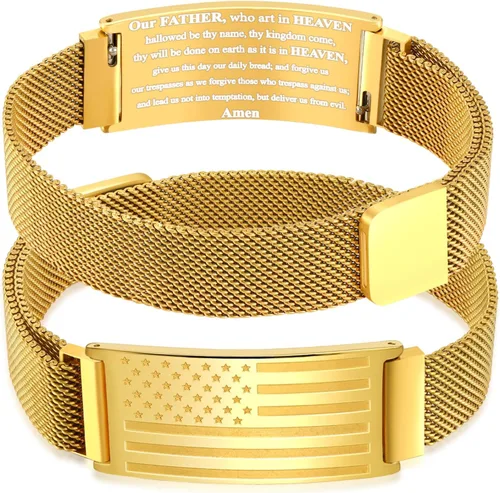 Miniatura 49 de DuoDiner Regalos de primera comunión, pulsera de cruz para niños y hombres, bandera estadounidense, versículo bíblico cristiano, regalos de joyería