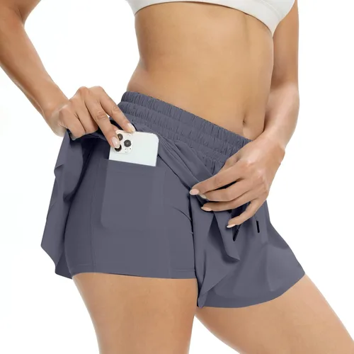 Miniatura 83 de Blaosn Pantalones cortos atléticos fluidos para mujer, gimnasio, yoga, entrenamiento, correr, pantalones cortos de tenis, falda falda linda, ropa