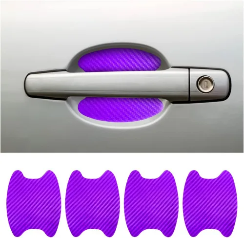 Miniatura 10 de 8 unidades de calcomanías para manija de puerta de coche, protector antiarañazos de fibra de carbono para taza de puerta de coche, película