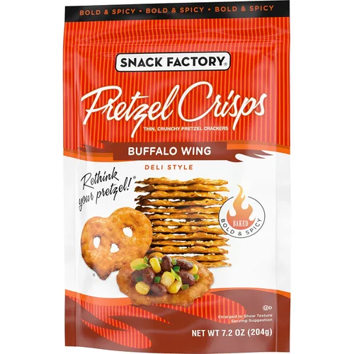 Miniatura 9 de Papas fritas de pretzel Buffalo Wing de Snack Factory, sin OGM, bolsa resellable de 7.2 onzas