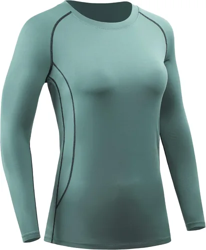 Miniatura 24 de CADMUS Paquete de 1 o 3 camisetas de entrenamiento de manga larga para mujer, camiseta de compresión de ajuste seco para correr