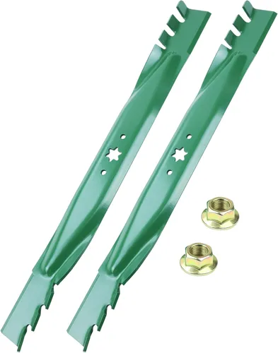 Miniatura 11 de GELASKA Paquete de 2 cuchillas 532138971 para cortacésped de alta elevación con pernos 532193003 – Compatible con cubiertas de cortacésped Craftsman