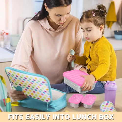 Miniatura 7 de Tanjiae Recipientes Pequeños de Acero Inoxidable para Almuerzo para Niños A Prueba de Fugas Sin BPA Recipientes para Aperitivos con Tapas