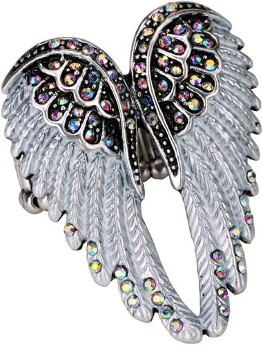 YACQ Anillos elásticos de alas de ángel para mujer de tamaño 7 a 9, banda elástica suave perfecta para artritis, sin plomo ni níquel, soportes para