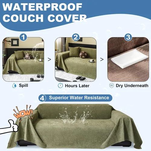 Miniatura 175 de STACYPIK Funda de sofá gris impermeable para perros, funda de sofá antideslizante para sofá de 3 cojines, funda seccional lavable para forma de L