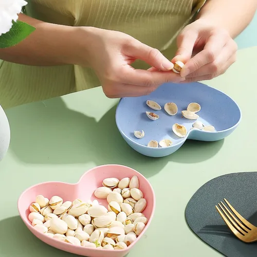 Miniatura 3 de Incauca Paquete de 5 mini salsas con forma de corazón de 6 pulgadas, paja de trigo irrompible, platos de postre pequeños, platos de ensalada
