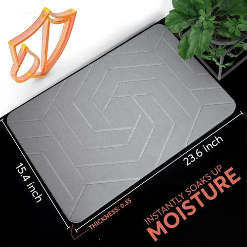 Miniatura 2 de Tapete de baño de piedra, tierra de diatomeas, secado rápido, antideslizante, súper absorbente, tapete de baño de lujo, diseño estético, gris oscuro