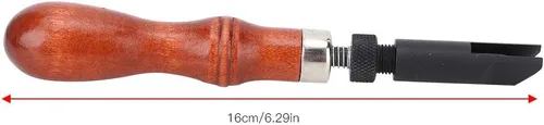 Miniatura 8 de GLOGLOW Herramienta de ranurado en forma de V de cuero, tipo Groover de procesamiento de cuero tipo V mango de madera para artesanía de cuero