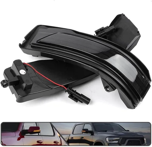Miniatura 8 de 2 piezas de luces LED intermitentes secuenciales ámbar para espejo lateral para Dodge Ram 1500 2019-2024, indicador de intermitente, luz de señal