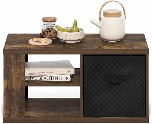 Miniatura 7 de Furinno Viola - Mesa de café moderna de 3 niveles con tablero de 1.2 de espesor, mesa auxiliar con estante abierto y contenedor de almacenamiento