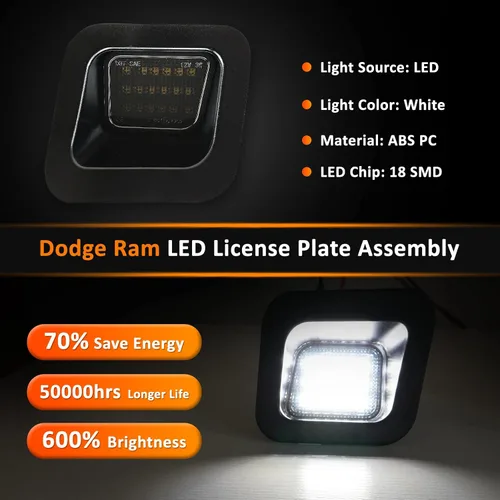 Miniatura 2 de Bestview Luz LED para placa de matrícula con retenedor de clip, conjunto de luces de etiqueta compatible con Dodge Ram 1500 2500 3500 2003-2018