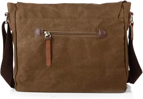 Miniatura 5 de morral de cuero y lona para computadora portátil + morral de lona para cámara Dslr Slr, marrón (2)