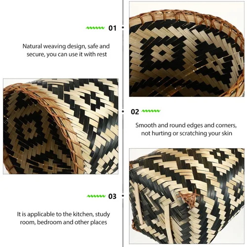 Miniatura 5 de Healeved Papelera de mimbre tejida de ratán, cesta de basura rústica, contenedor de basura redondo, contenedor de basura decorativo, cesta