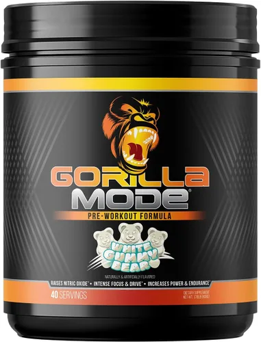 Gorilla Mind Pre entrenamiento - Bombas masivas de energía de enfoque láser - L-citrulina, creatina, L-tirosina, betaína, hidroprime, alfa-GPC, 400