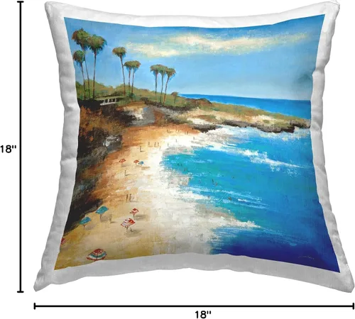 Miniatura 8 de Stupell Industries Liz Jardine - Almohada de playa tropical, diseño de escena de entrada, 18 x 18 pulgadas, multicolor