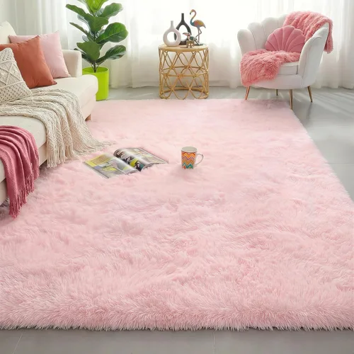 Miniatura 12 de Alfombras moradas para dormitorio de niñas, alfombra de 5 x 8 pies, alfombra peluda esponjosa para sala de estar, alfombras peludas gruesas