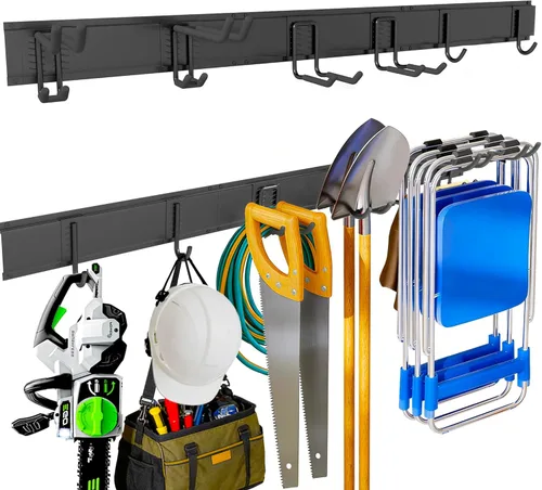Ultrawall Organizador de herramientas de jardín, organizador de herramientas de garaje de 48 pulgadas, soporte de pared de acero resistente para