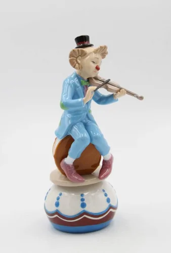 Cosmos Gifts Figura de caja musical de payaso de porcelana fina tocando violín (Música melodía: Enviar en el payaso), 8-5/8 pulgadas de alto