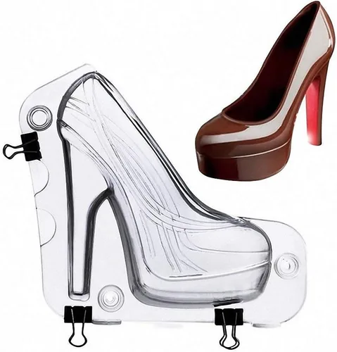 Comkit - Molde para zapatos de tacón alto de plástico 3D de tamaño real para chocolate, fondant, caramelo, azúcar, boda, cumpleaños, decoración de