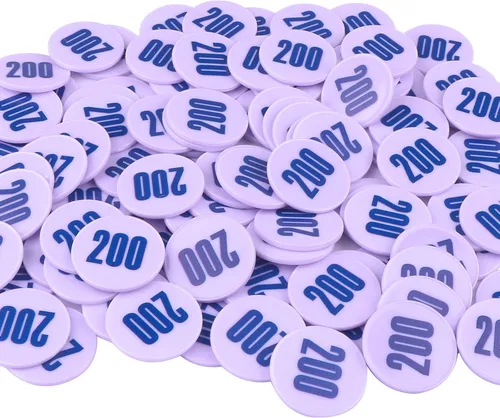 Miniatura 10 de Juego de 100 fichas de póquer – Monedas circulares de plástico de 1.58 pulgadas para juegos y contar, 0.16 oz cada una, accesorios perfectos