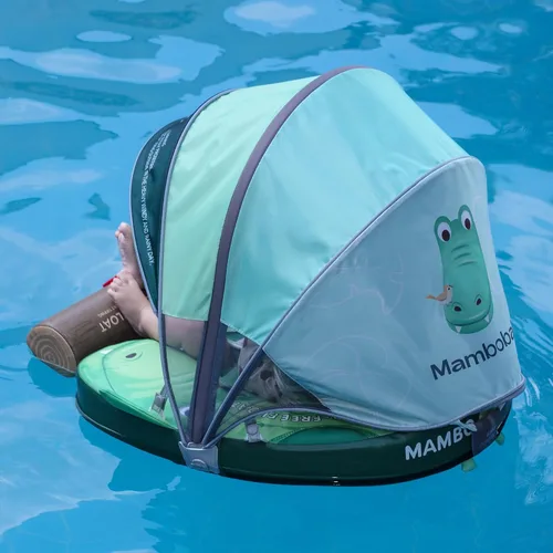 Miniatura 5 de Flotador Mambobaby con cola para bebé con toldo, flotador de piscina sólido, entrenador de natación infantil, entrenamiento de natación tumbado