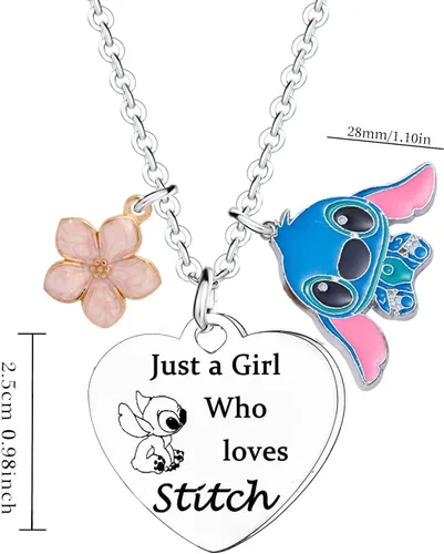 Miniatura 2 de Collar de puntada, regalos para niñas, decoración de cumpleaños, regalos para hija, amigos, regalos de Just A Girl Who Loves Stitch Girls Jewellery
