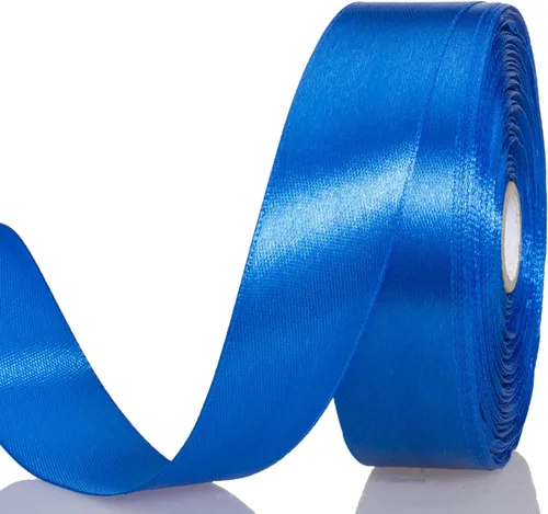 YASEO Cinta de satén sólido azul real de 1 pulgada, cinta de tela artesanal de 50 yardas para envolver regalos, ramos florales, decoración de fiesta