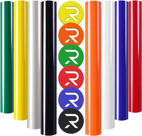 HTVRONT Vinilo de transferencia de calor, 8 piezas de vinilo 3D en 8 colores surtidos, vinilo de transferencia de calor 3D para camisetas, 12 x 10