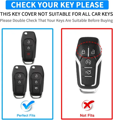 Miniatura 2 de QBUC Funda para llavero Ford, Protector de Carcasa de Llave TPU Compatible con Ford F150 F250 2015 2016 2017 2018 2019, Focus 3 Escort Kuga Everest