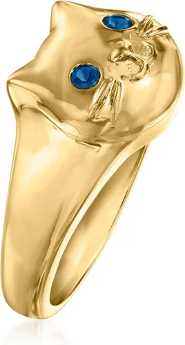 Miniatura 3 de Ross-Simons London Blue Topaz Cat Ring in 18kt Gold Over Sterling