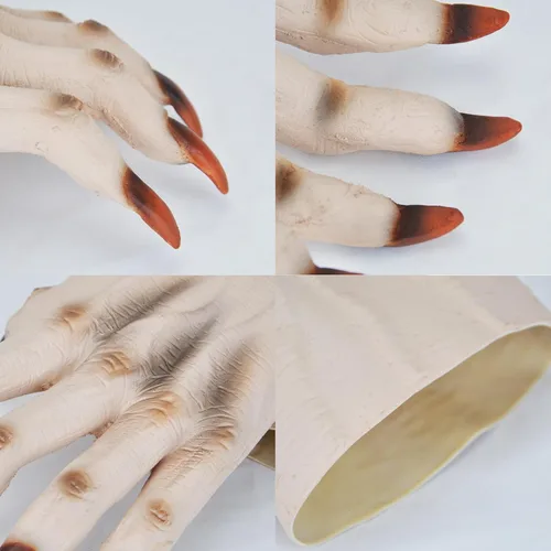 Miniatura 4 de Halloween Party Scary Moster Skeleton Bone Claw Hand Reaper Gloves Costume Adult
