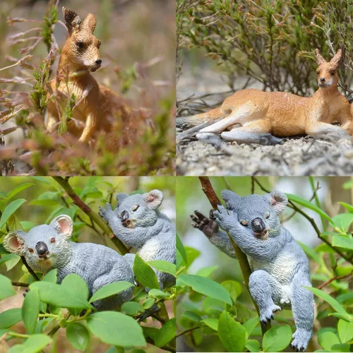Miniatura 2 de Toymany 7 figuras de animales australianos de vida silvestre que incluyen figura de koala y canguro, juego de figuras de animales de bosque