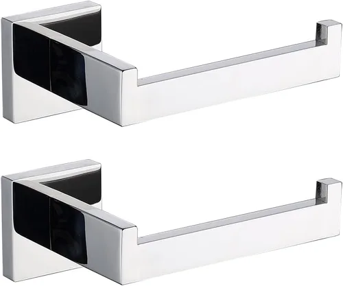 Miniatura 11 de TASTOS Soporte de papel higiénico de cromo pulido SUS304 de acero inoxidable, moderno soporte cuadrado de medio abierto para baño de 5 pulgadas