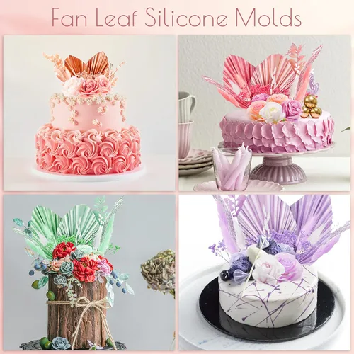 Miniatura 4 de Molde de hojas de abanico de 5 piezas, moldes de hojas de palma, esferas de perlas, moldes de caramelo boho de silicona para fondant, molde
