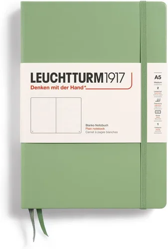 Miniatura 80 de LEUCHTTURM1917 - Cuaderno de tapa dura mediano A5 con 251 páginas numeradas para escritura y diario (verde menta, con puntos)