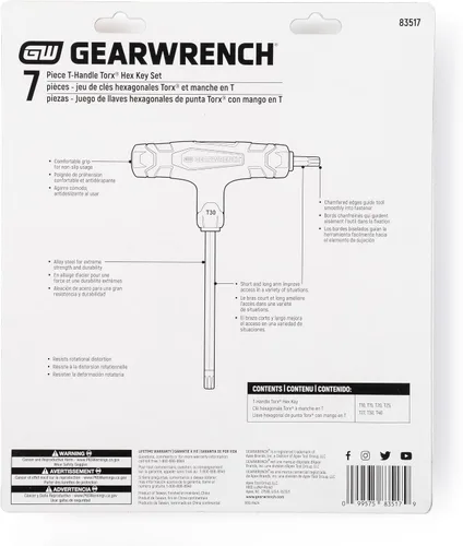 Miniatura 4 de GEARWRENCH Juego de llaves Torx con mango en T de 7 piezas - 83517