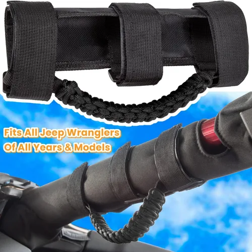 Miniatura 2 de 4 asas de agarre de barra enrollable para Jeep Wrangler JK JKU JL JLU TJ YJ Sports Sahara Freedom Rubicon Unlimited Gladiator JT 1955-2023 UTV ATV
