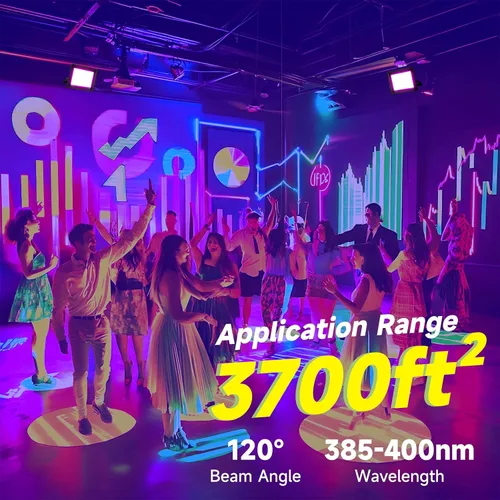 Miniatura 2 de Paquete de 2 luces LED negras de 200 W, IP66 impermeable para exteriores, luz negra con enchufe, interruptor, cable para fiesta de neón brillante