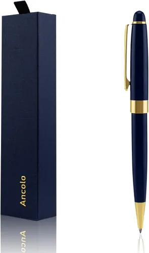 Miniatura 14 de Ancolo Bolígrafo negro, tinta negra a granel, punta media de 0.039 pulgadas (0.039 in), escritura suave, bolígrafos negros y dorados para hombres