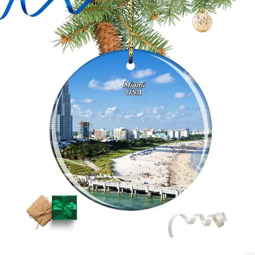Beach Miami Florida USA Christmas Ornament, Home Decor Ornament, Christmas Tree Decorations Ornament, Gift for Christmas, Souvenir Gift