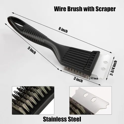 Miniatura 3 de Cepillo de alambre con raspador para eliminar pintura y óxido, paquete de 2 cepillos versátiles de cerdas de acero inoxidable para limpiar manchas