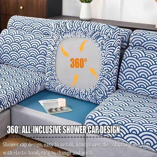 Miniatura 4 de JOKIVTOU Fundas para sofá modular, fundas de sofá con textura ondulada en forma de L, fundas de sofá reclinable, fundas elásticas para sofá Azul