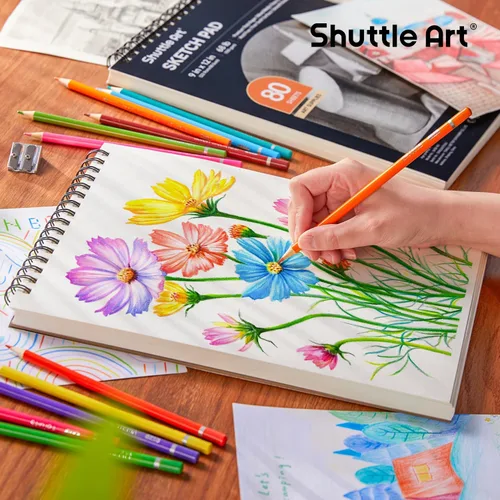 Miniatura 7 de Shuttle Art - Libros de bocetos para artistas, 9 x 12 pulgadas, 160 hojas de papel de boceto, ideal para dibujo y suministros escolares